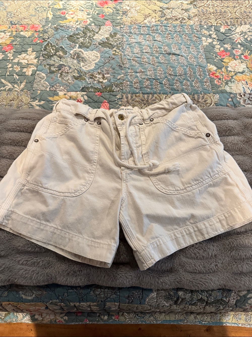 We The Free Cream Drawstring Shorts